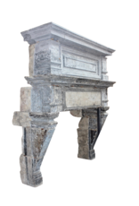 Maison Leon Van den Bogaert Grand French Chic Renaiscance Period Antique Fireplace Surround in Limestone
