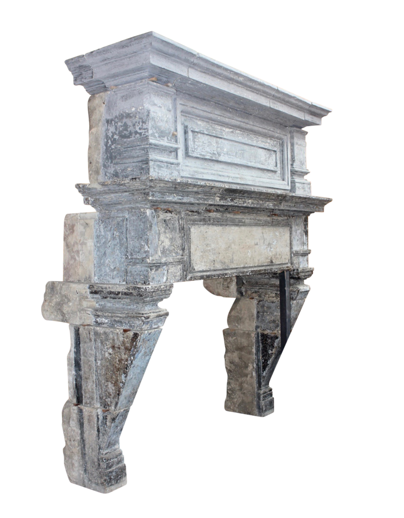 Grand French Chique Renaiscance Period Antique Fireplace Surround In Limestone