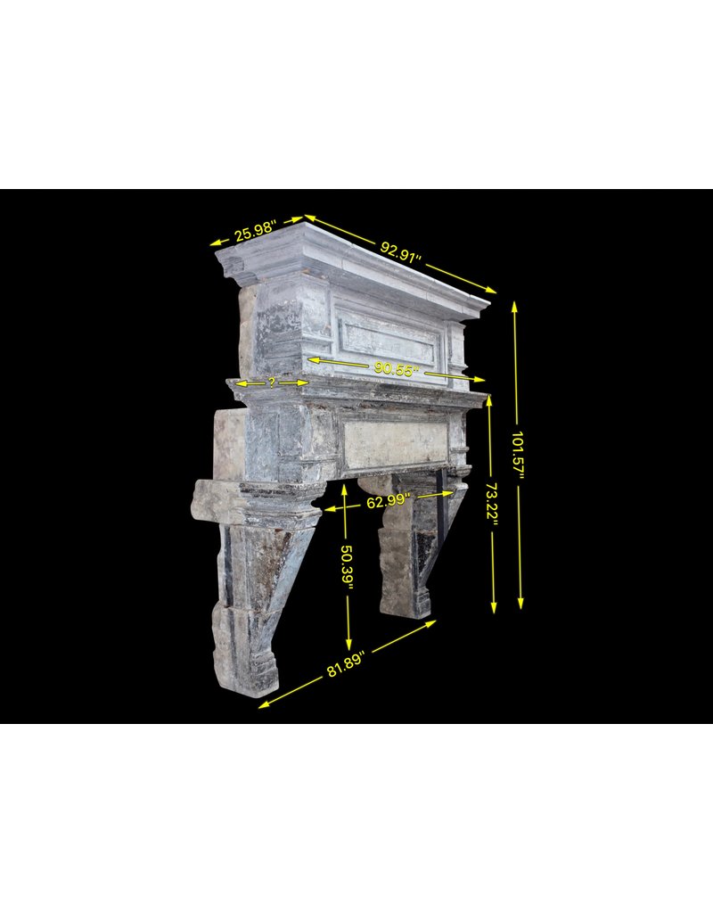 Grand French Chique Renaiscance Period Antique Fireplace Surround In Limestone