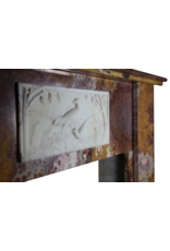 Fine Art Deco Period Antique Fireplace Surround In Onyx With Paradise Birds