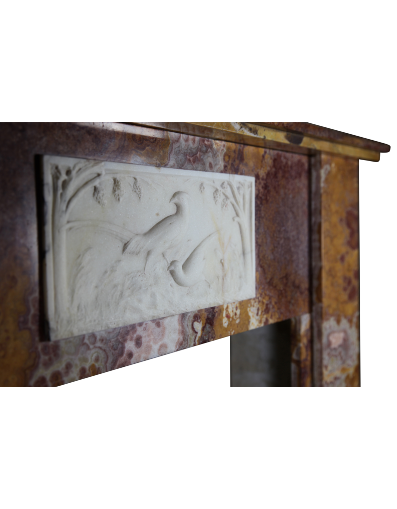 The Antique Fireplace Bank Fine Art-Deco-Periode Antike Kamin Maske In Onyx Mit Paradise Birds
