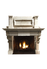 French 16Th Century Period Limestone Fireplace Surround