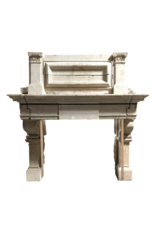 French 16Th Century Period Limestone Fireplace Surround