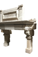 French 16Th Century Period Limestone Fireplace Surround