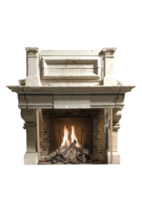 French 16Th Century Period Limestone Fireplace Surround