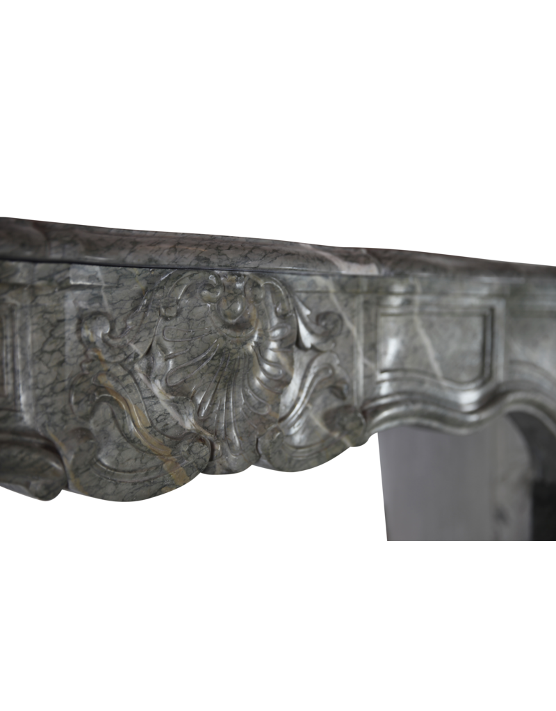 French Campan Vert Marble Antique Fireplace Surround