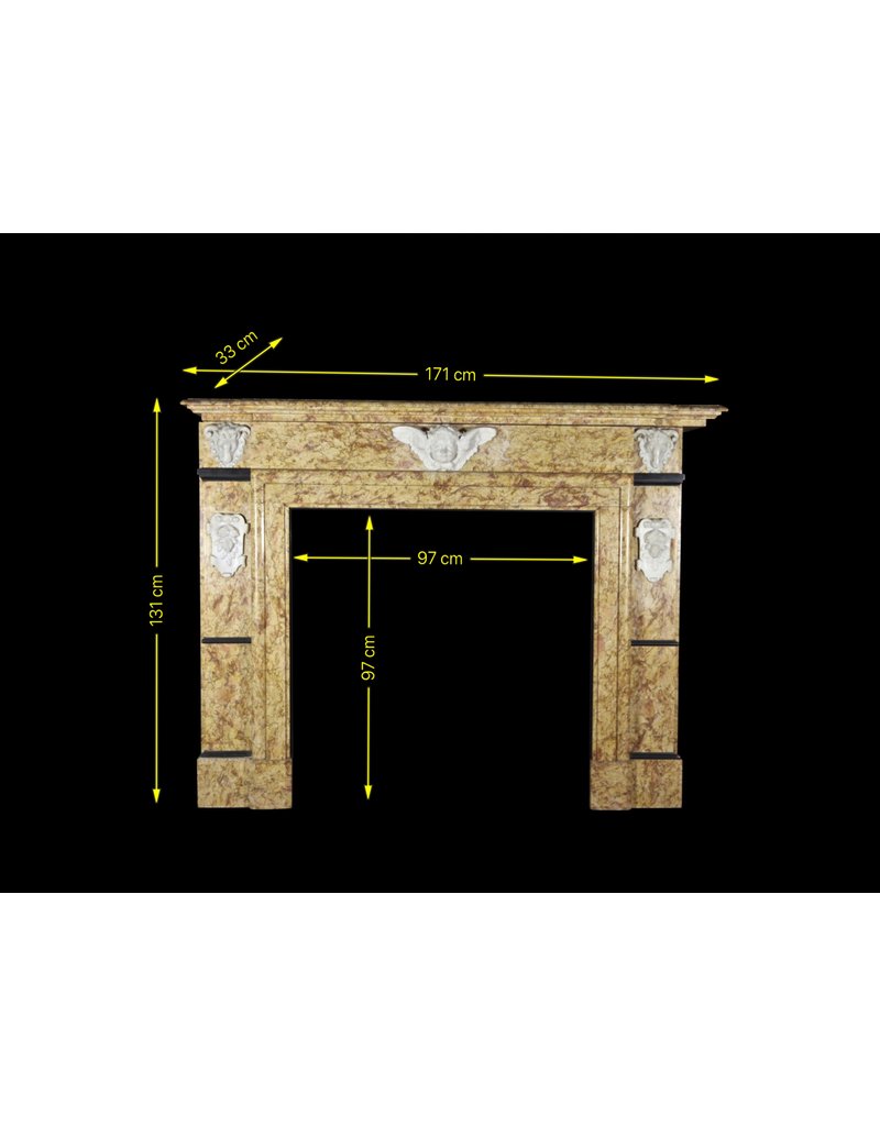 Classical Belgian Style Vintage Marble Fireplace Mantel