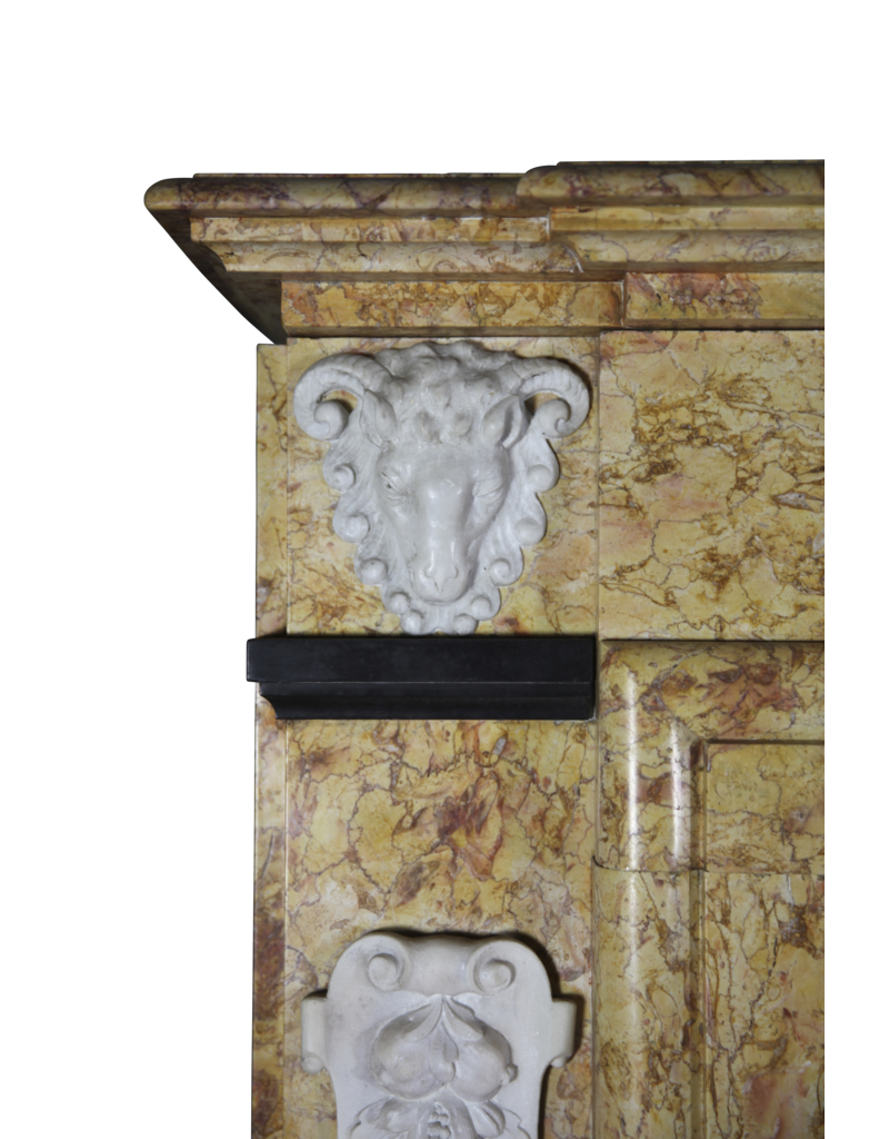 Classical Belgian Style Vintage Marble Fireplace Mantel