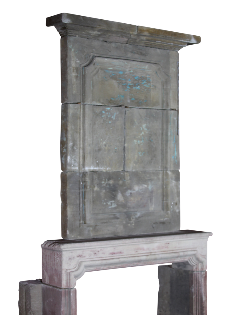 French 18Th Century Period French Country Limestone Fireplace Surround