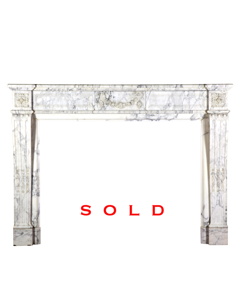 Maison Leon Van den Bogaert French Chic Vintage Marble Fireplace Surround