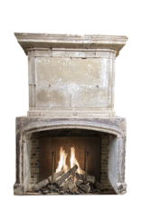 French 16Th Century Period Limestone Antique Fireplace Surround With Upper Mantle