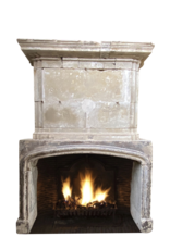 French 16Th Century Period Limestone Antique Fireplace Surround With Upper Mantle