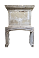 French 16Th Century Period Limestone Antique Fireplace Surround With Upper Mantle