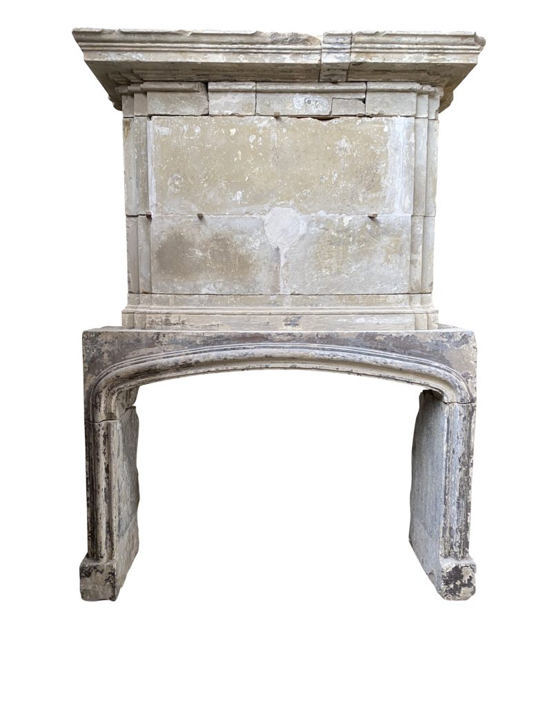 Maison Leon Van den Bogaert Französisch des 16. Jahrhunderts periode Kalkstein antike Kaminmaske mit ober Kamin