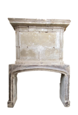 French 16Th Century Period Limestone Antique Fireplace Surround With Upper Mantle