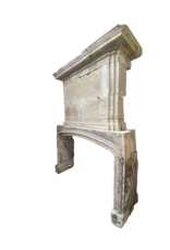 French 16Th Century Period Limestone Antique Fireplace Surround With Upper Mantle