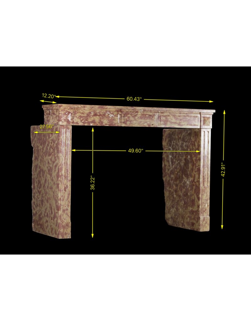 Amplia Chimenea Bicolor Francesa Del Siglo XIX De Piedra Dura De Borgoña