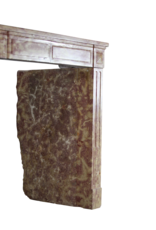 Wide Bicolor French 19Th Century Antique Fireplace Surround In Burgundy Hard Stone