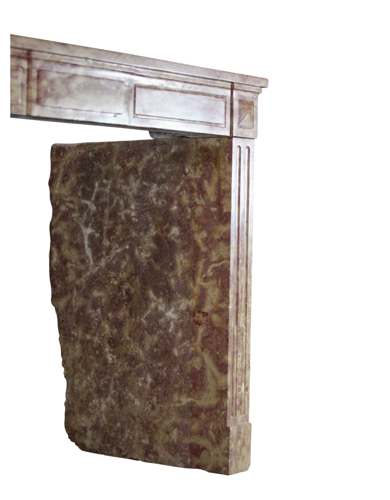 Wide Bicolor French 19Th Century Antique Fireplace Surround In Burgundy Hard Stone