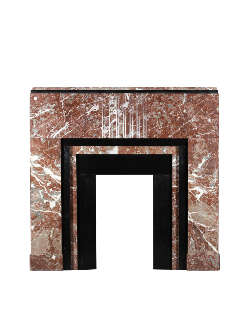 Belgian Black Marble And Belgian Ardennes Art Deco Period Fireplace Surround