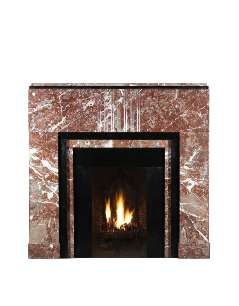 Belgian Black Marble And Belgian Ardennes Art Deco Period Fireplace Surround