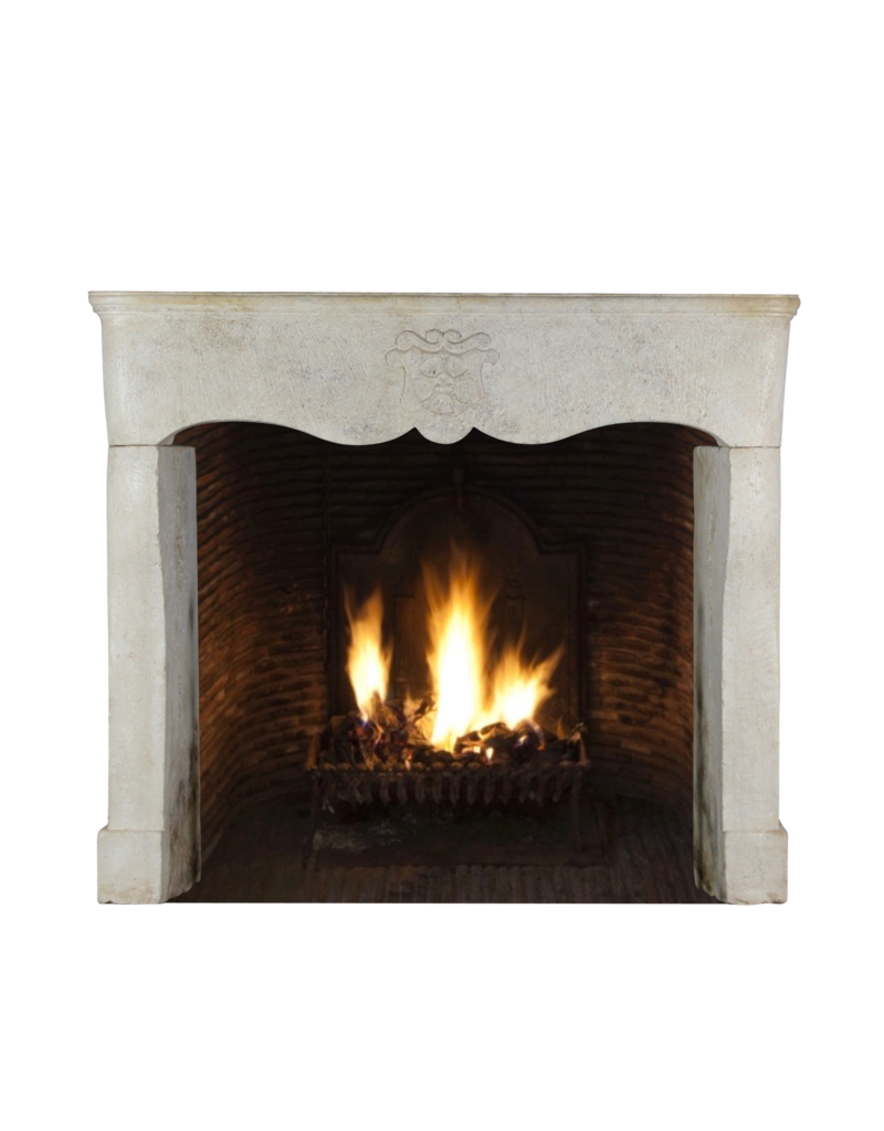 Maison Leon Van den Bogaert Feudale Vintage-Kaminumrandung aus Kalkstein