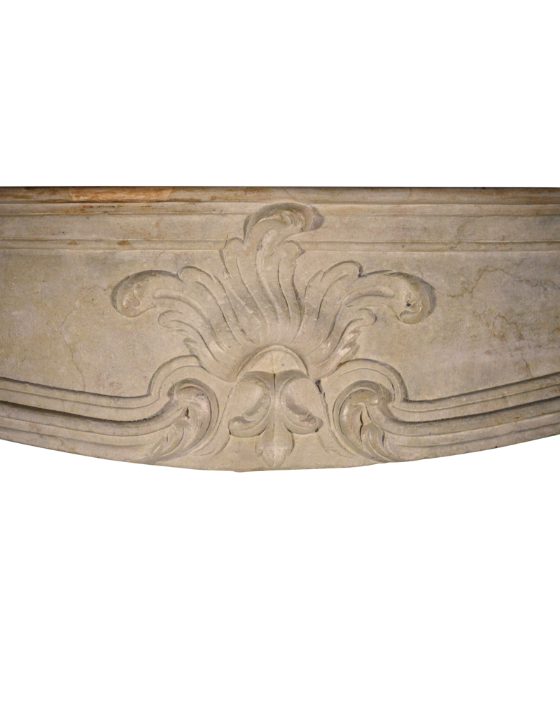 Maison Leon Van den Bogaert Elegante französische Vintage-Kaminumrandung aus Kalkstein im Landhausstil