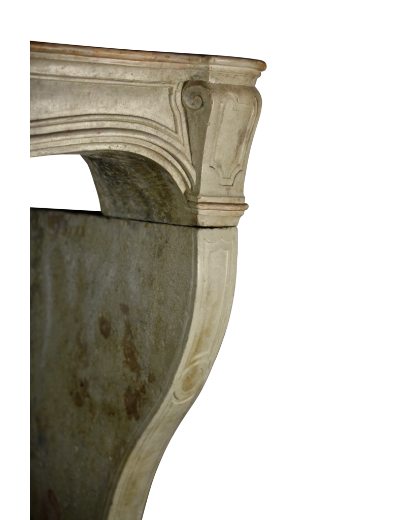 Maison Leon Van den Bogaert Elegante französische Vintage-Kaminumrandung aus Kalkstein im Landhausstil