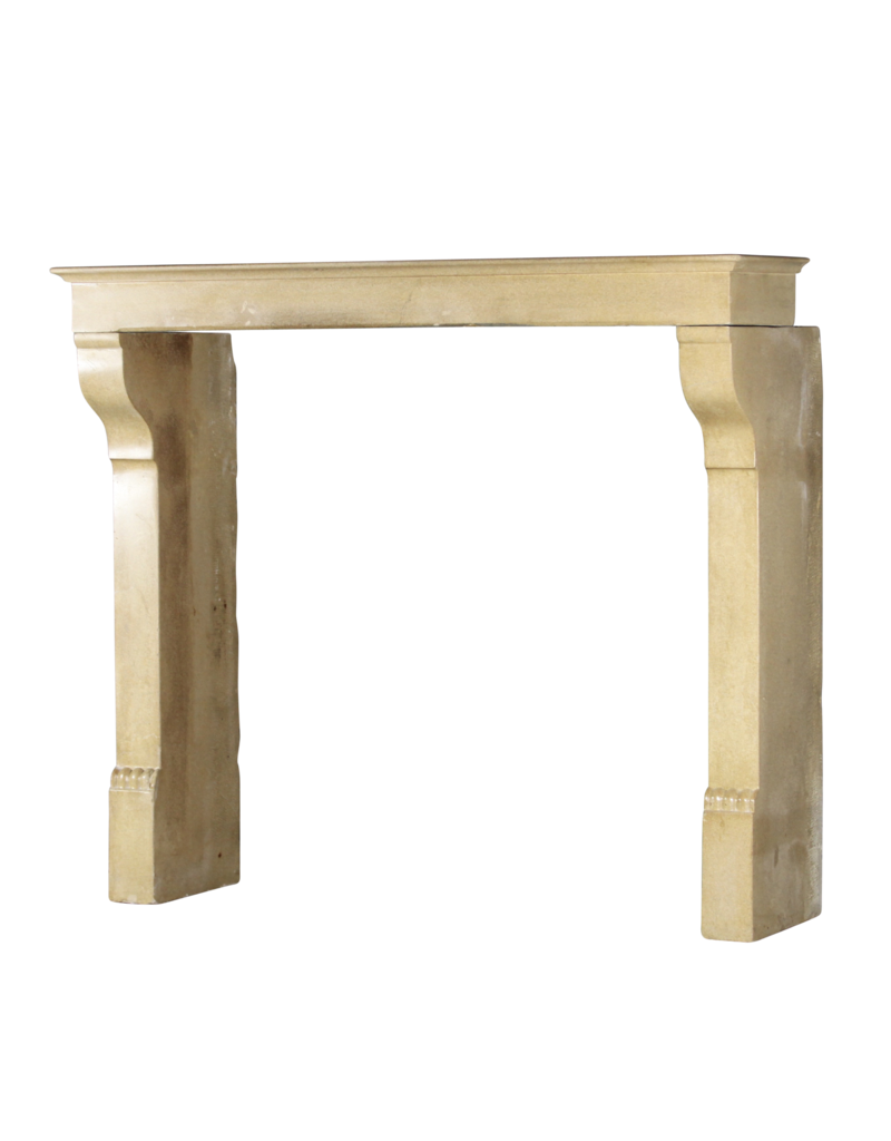 French Elegant Cottage Style Limestone Vintage Fireplace Surround With Special Detail On The Jambs