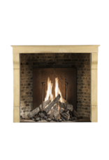 French Elegant Cottage Style Limestone Vintage Fireplace Surround With Special Detail On The Jambs