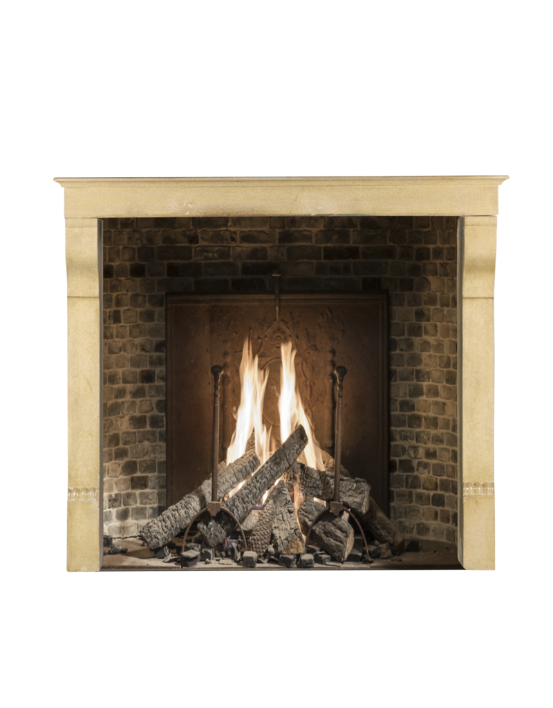 French Elegant Cottage Style Limestone Vintage Fireplace Surround With Special Detail On The Jambs