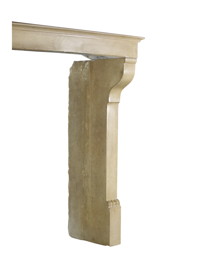 French Elegant Cottage Style Limestone Vintage Fireplace Surround With Special Detail On The Jambs