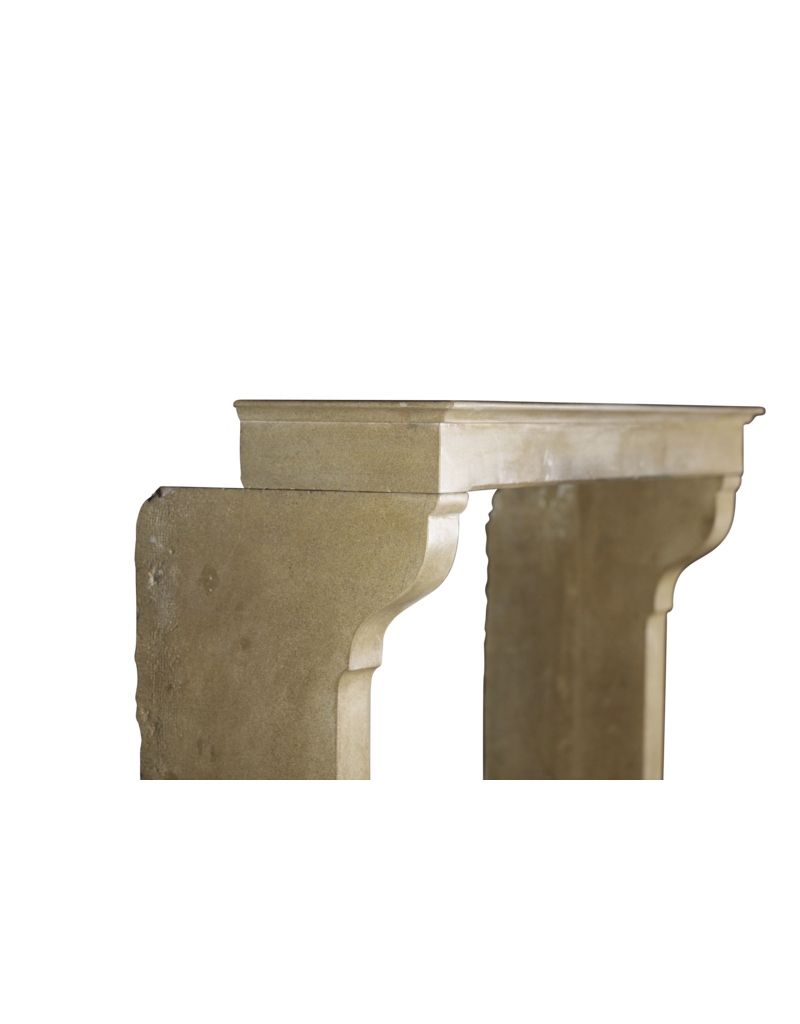 French Elegant Cottage Style Limestone Vintage Fireplace Surround With Special Detail On The Jambs