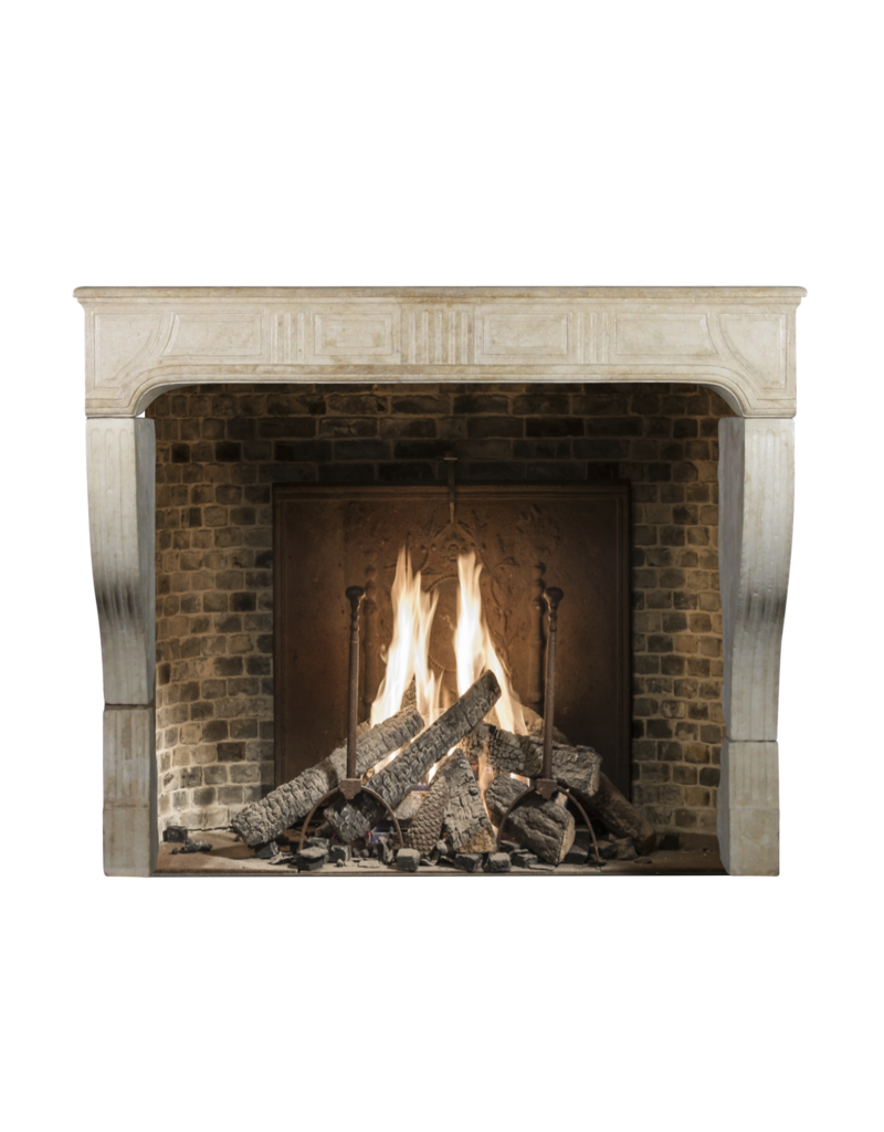 Grand Antique French Country Style Fireplace Surround In Limestone