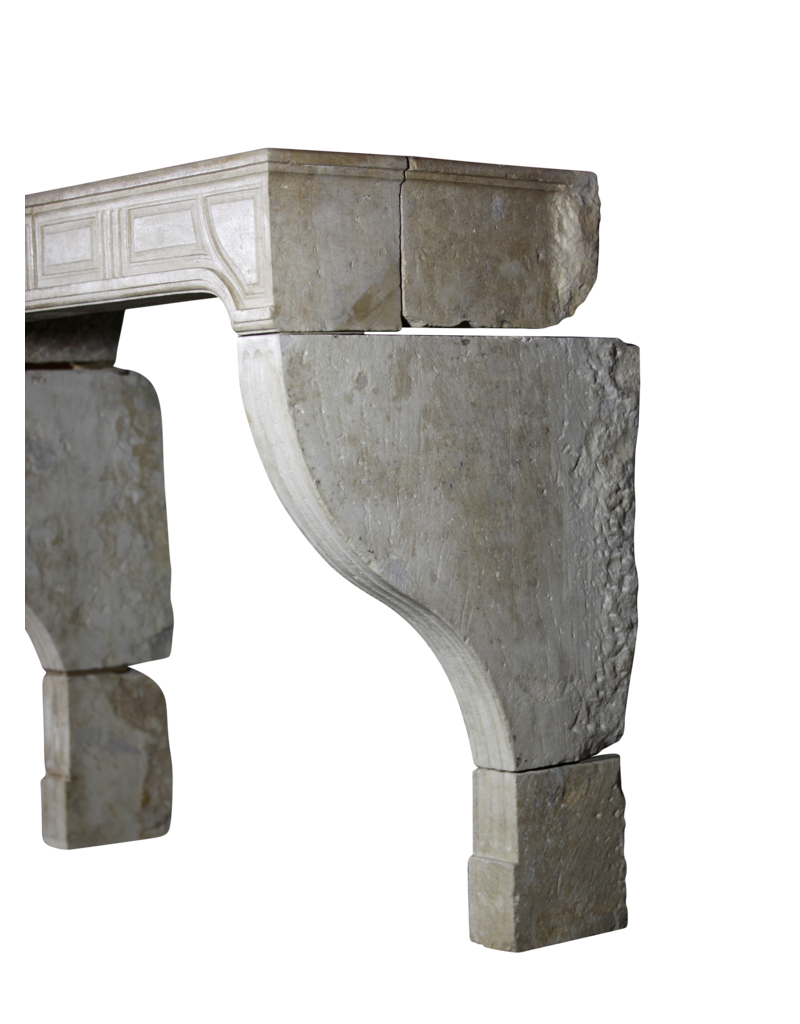 Grand Antique French Country Style Fireplace Surround In Limestone