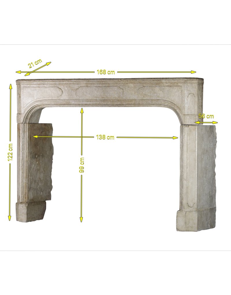 French 18Th Century Antique Limestone Fireplace Surround