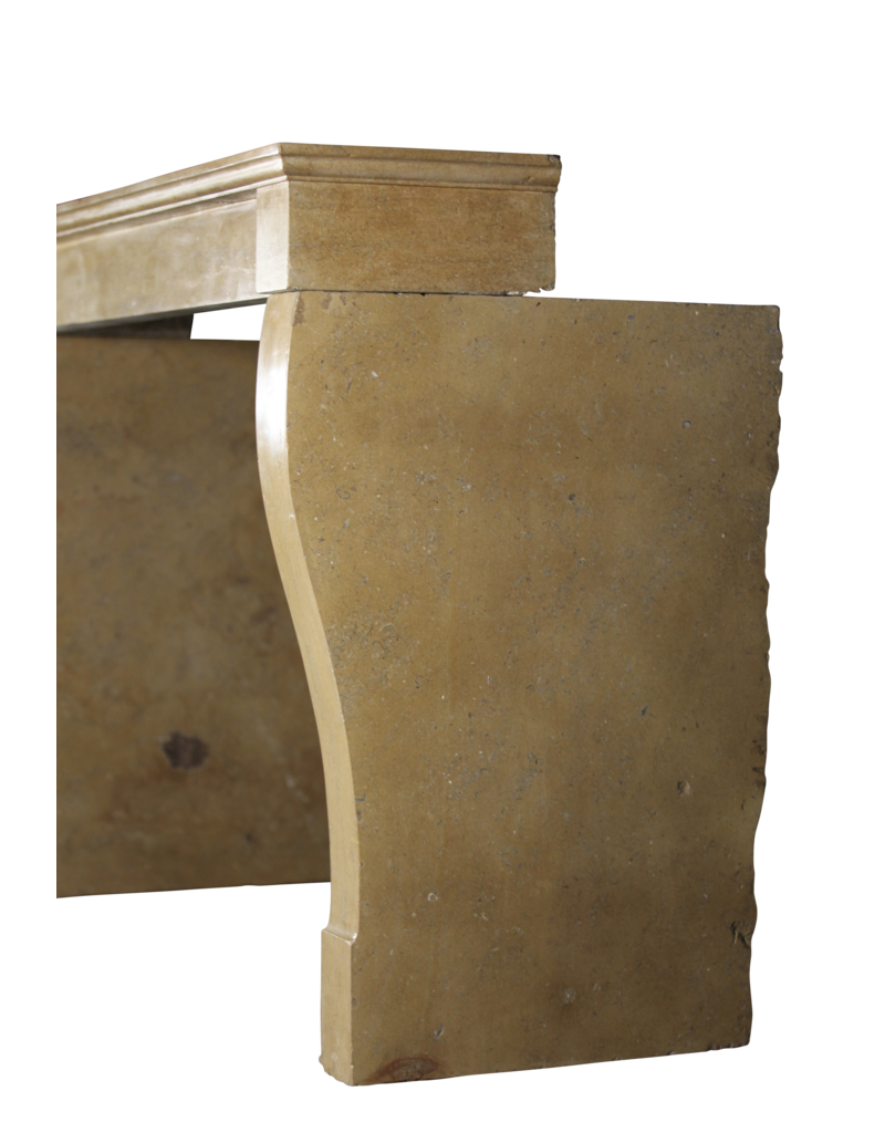 Französische Antike Gemütliche Kamin Maske In Honigfarbenem Stein