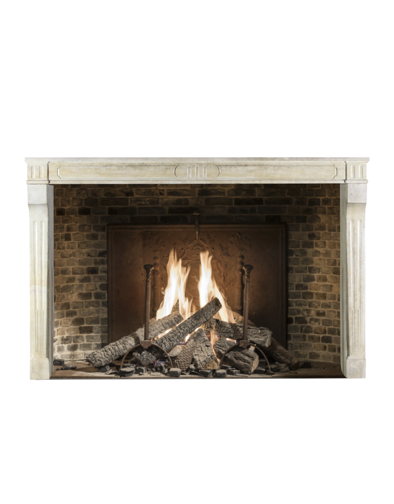 Antique French Country Style Limestone Fireplace Surround