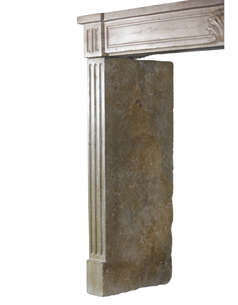 French Country Style Vintage Fireplace Surround In Bicolor Limestone