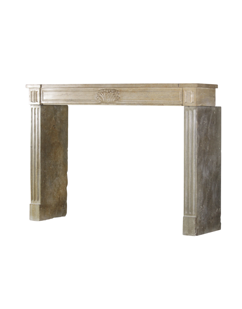 French Country Style Vintage Fireplace Surround In Bicolor Limestone