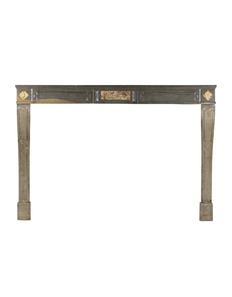 Grand French Country Bicolor Hard Stone Antique Fireplace Surround