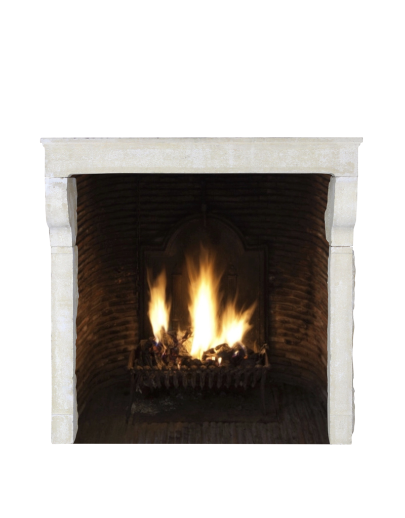 Grand French Country Style Limestone Fireplace Surround