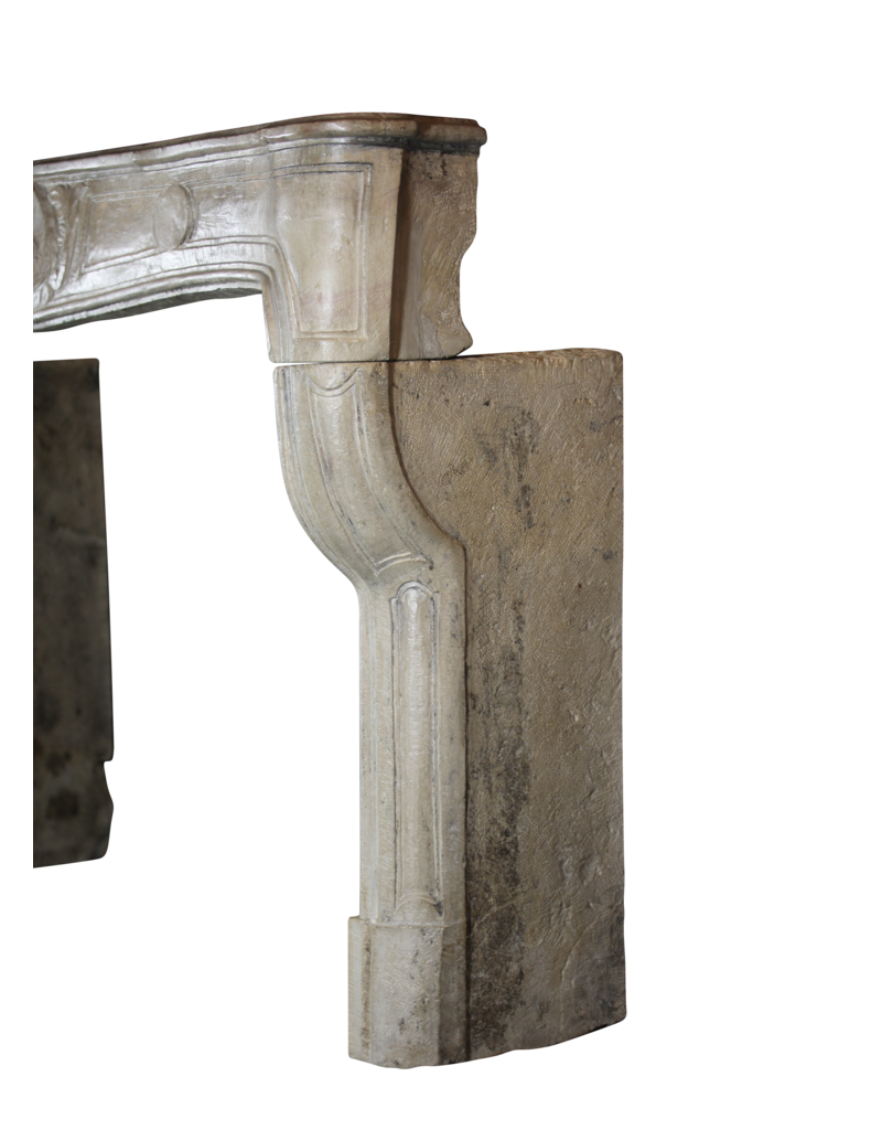 Strong French Antique Limestone Chimney Piece