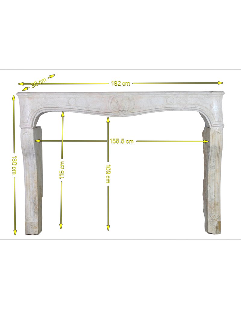Clásico Francés Louis XV Período Chimenea En Piedra Caliza Dura
