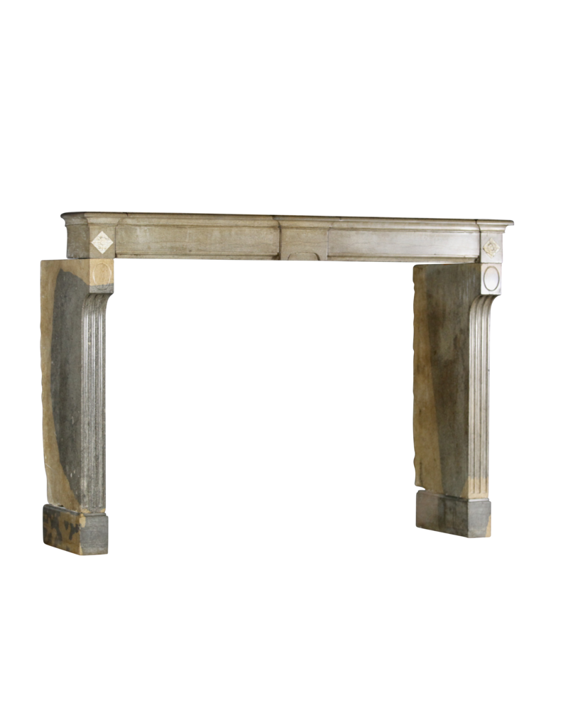 Bicolor Vintage Hard Stone French Fireplace Surround