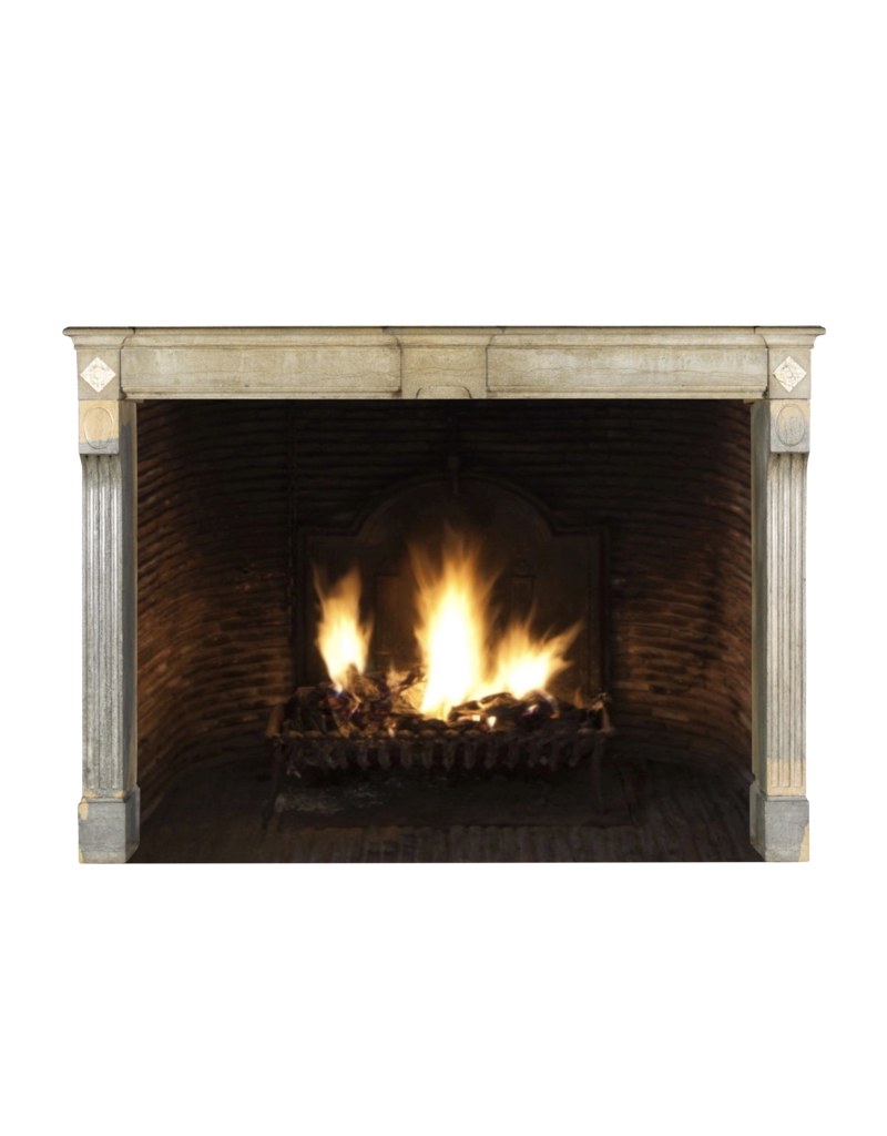 Bicolor Vintage Hard Stone French Fireplace Surround