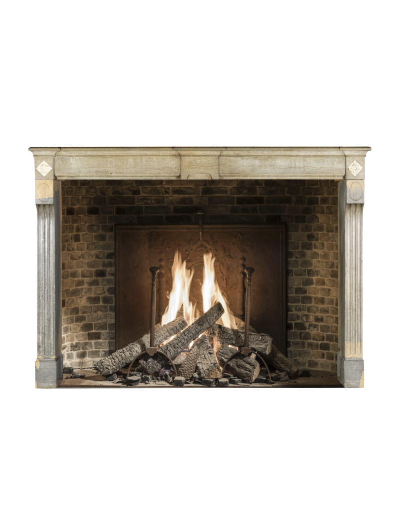 Bicolor Vintage Hard Stone French Fireplace Surround