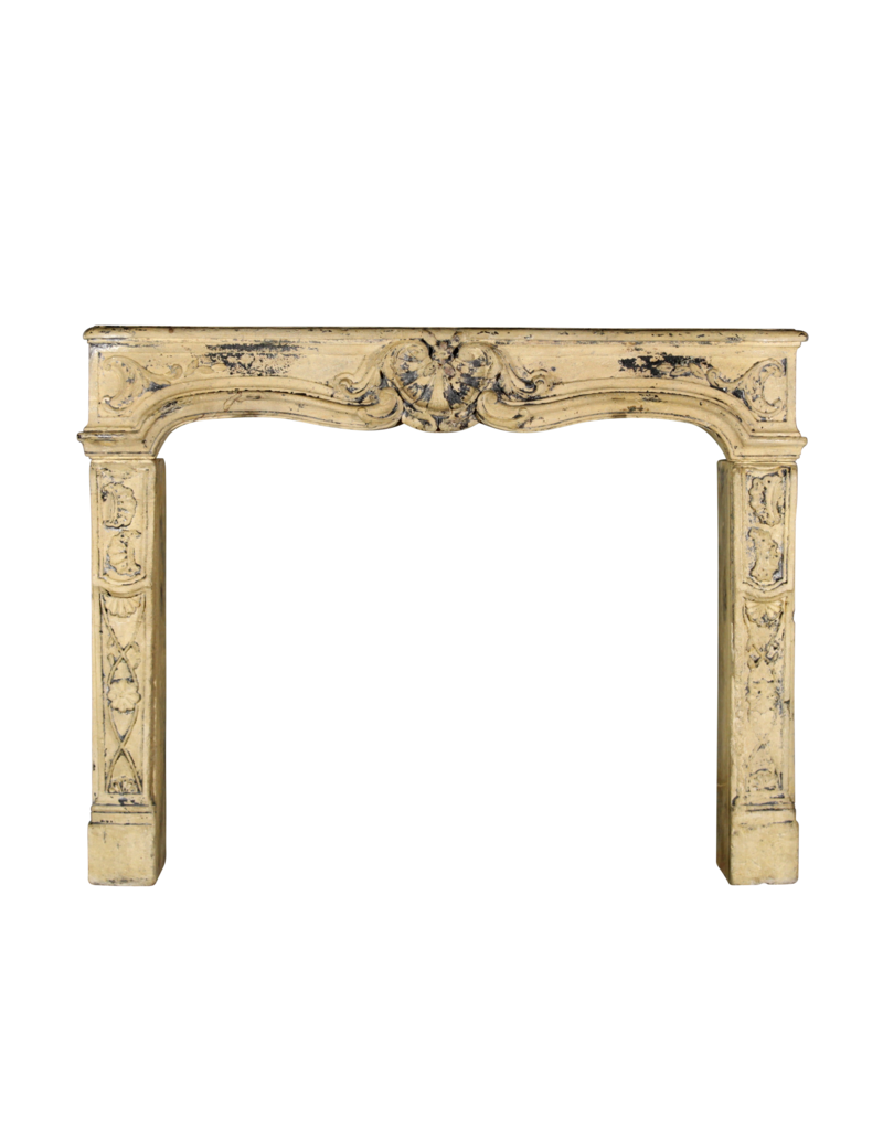 Vintage French Country Style Limestone Fireplace Surround