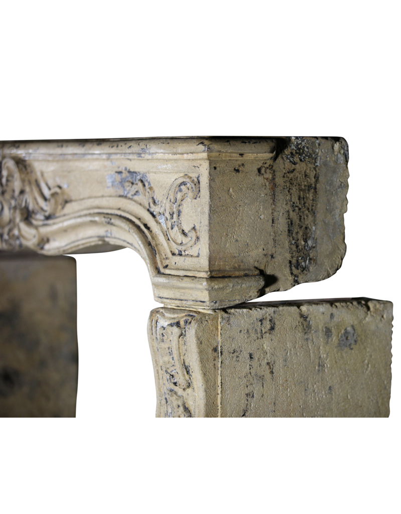 Maison Leon Van den Bogaert Französische Vintage-Kaminumrandung aus Kalkstein im Landhausstil