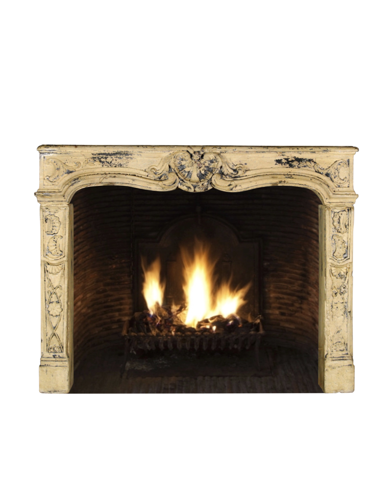 Vintage French Country Style Limestone Fireplace Surround